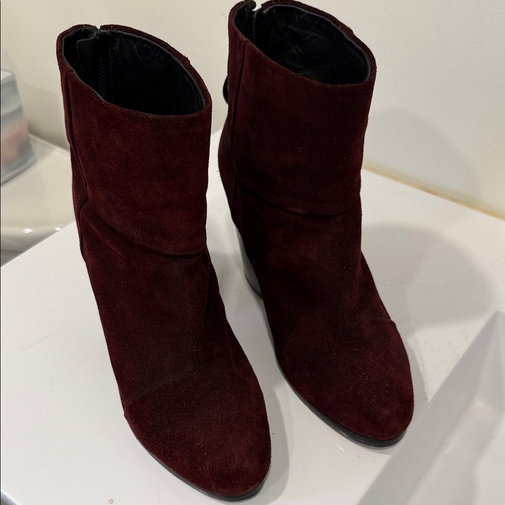 Rag & Bone Burgundy Suede Ankle Boots